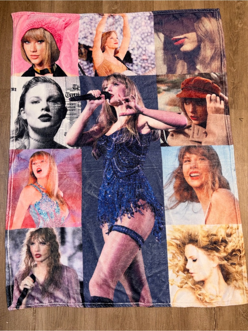 Taylor Swift Multi-Image Collage Throw Blanket - Pink, Blue, Black